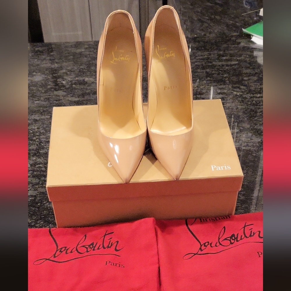 Authentic Christian Louboutin So Kate 120mm patent NUDE